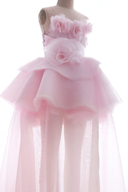 pink ruffle organza dress