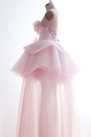 pink ruffle organza dress