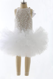 girls beaded tulle dress in white