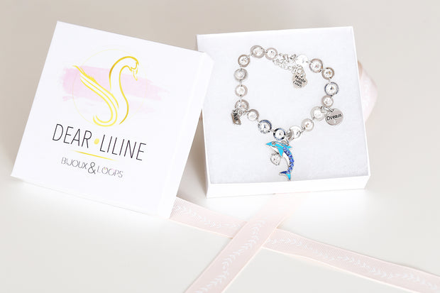 Swarovski Crystal Personalized Dolphin Bracelet - Dear Liline