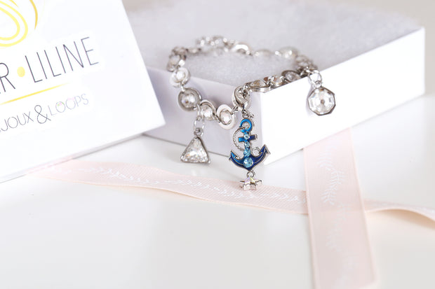 Swarovski Crystal Personalized Anchor Bracelet - Dear Liline