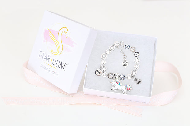 Swarovski Crystal Personalized Unicorn Bracelet - Dear Liline